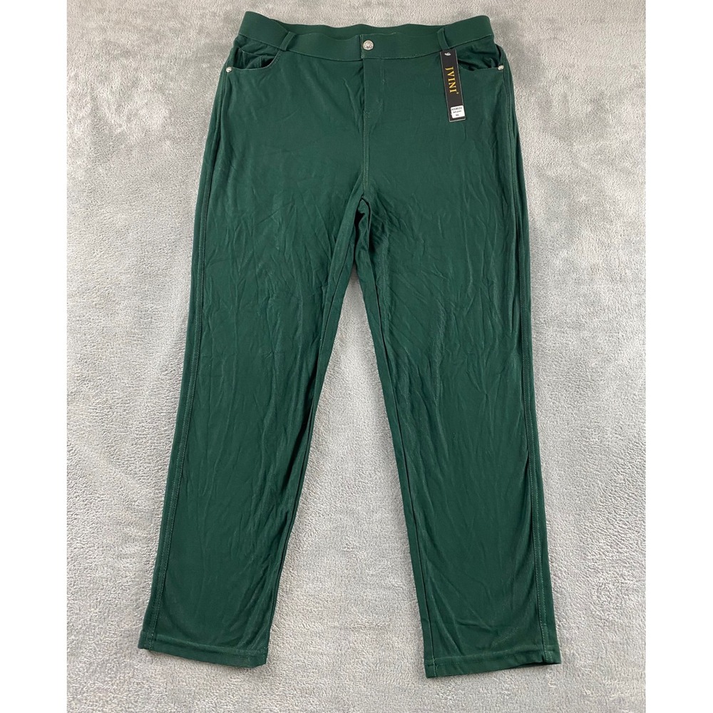 JVINI Womens Dark Green High Waist Stretch Pull‎ On Pants JV18022 Size 3XL NWT
